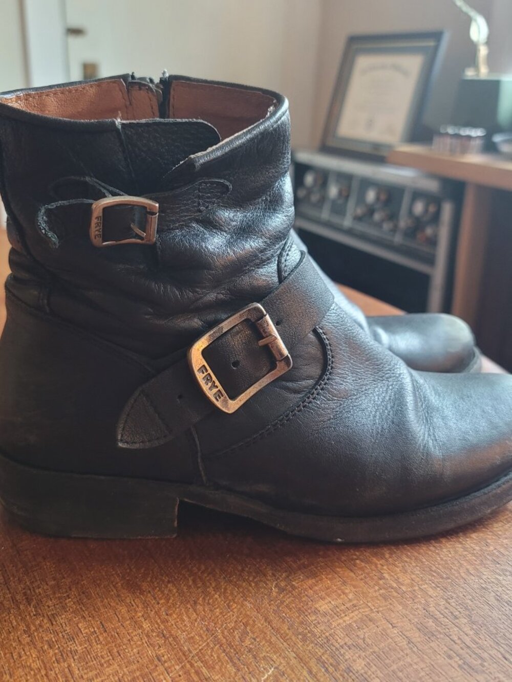 Frye The Vicky 6" Black Leather Ankle Moto Boot size 7.5